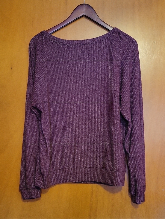 Peace & Pearls Sweaters - Women's Ribbed Scoop Neck Sweater - Plum